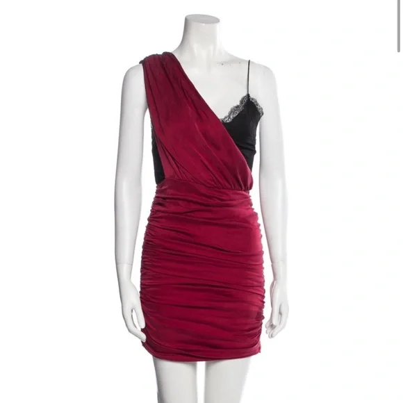 chinese dress ladies Alice & Olivia red embrodered pleated dress - BOPF